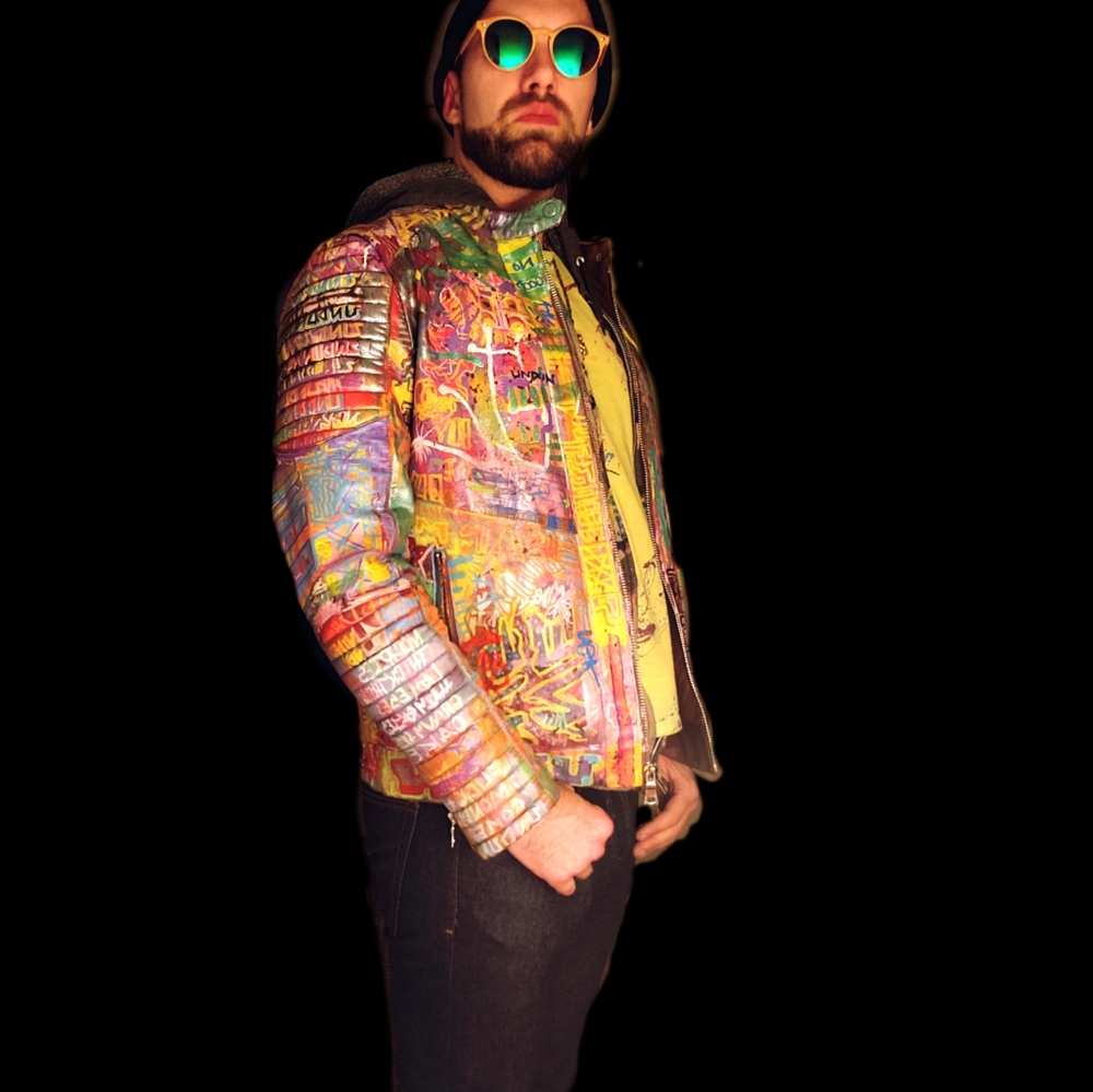 UPCYCLED, HANDPAINTED 1OF1 MOTO JACKET UND'UN